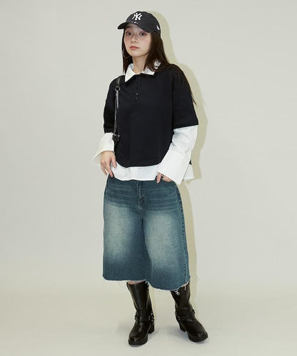 層疊風格襯衫式POLO上衣