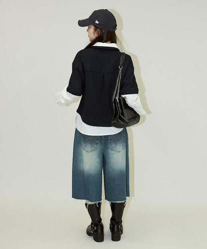 層疊風格襯衫式POLO上衣