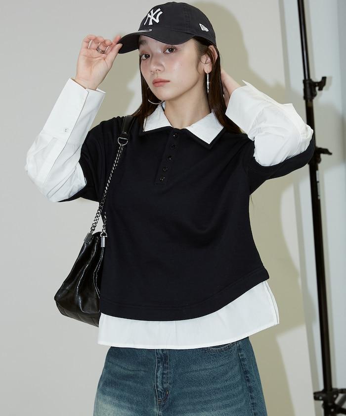 層疊風格襯衫式POLO上衣