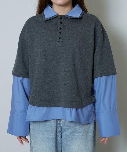 層疊風格襯衫式POLO上衣