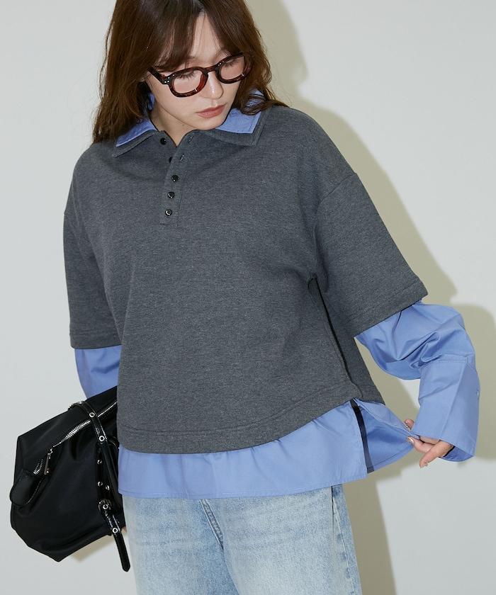 層疊風格襯衫式POLO上衣