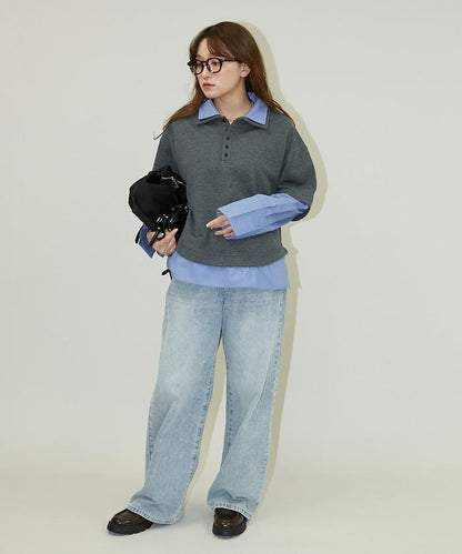 層疊風格襯衫式POLO上衣