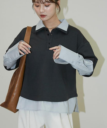 層疊風格襯衫式POLO上衣