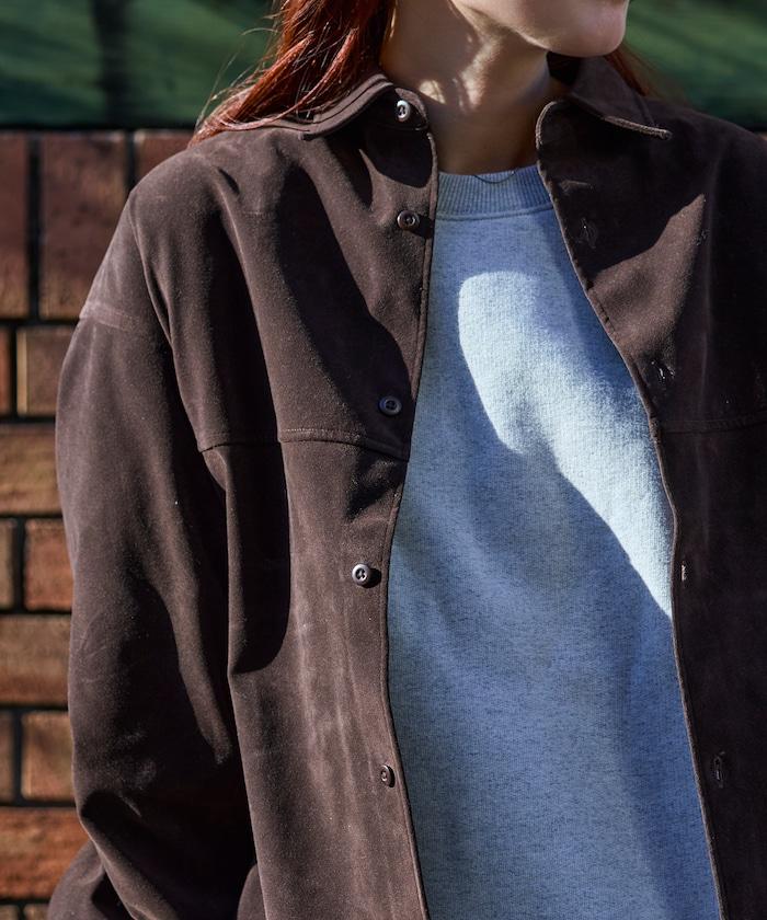 寬鬆版型仿皮絨襯衫夾克