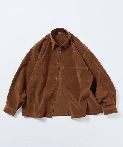 寬鬆版型仿皮絨襯衫夾克