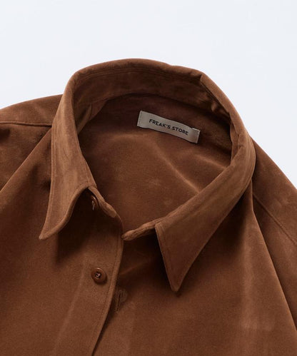 寬鬆版型仿皮絨襯衫夾克