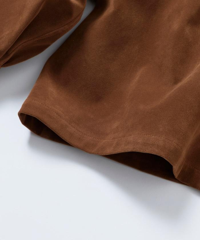 寬鬆版型仿皮絨襯衫夾克