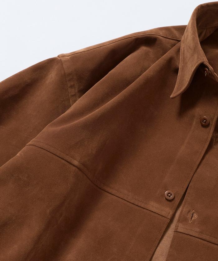 寬鬆版型仿皮絨襯衫夾克