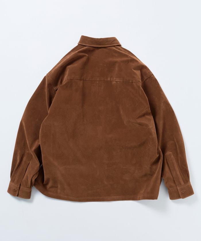 寬鬆版型仿皮絨襯衫夾克