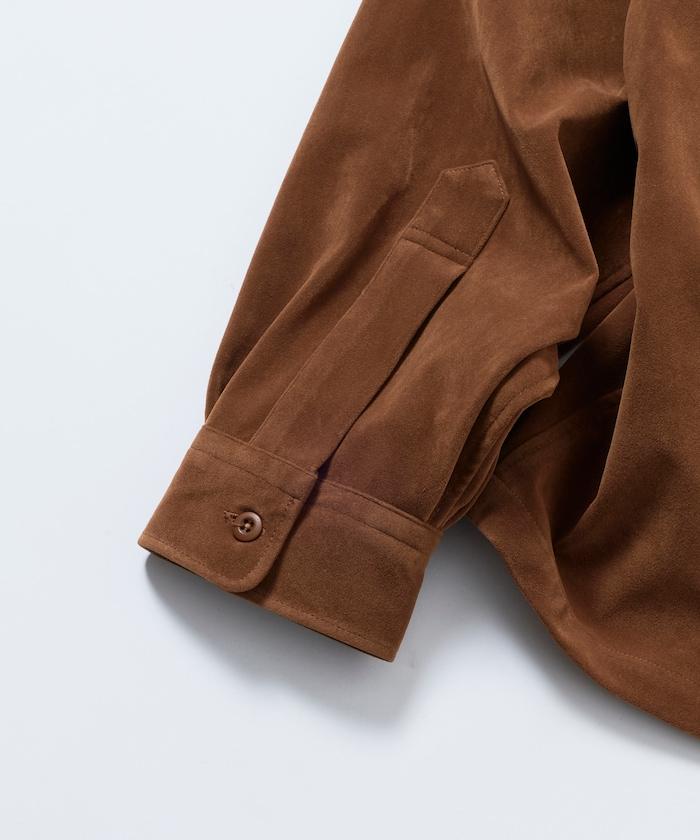 寬鬆版型仿皮絨襯衫夾克