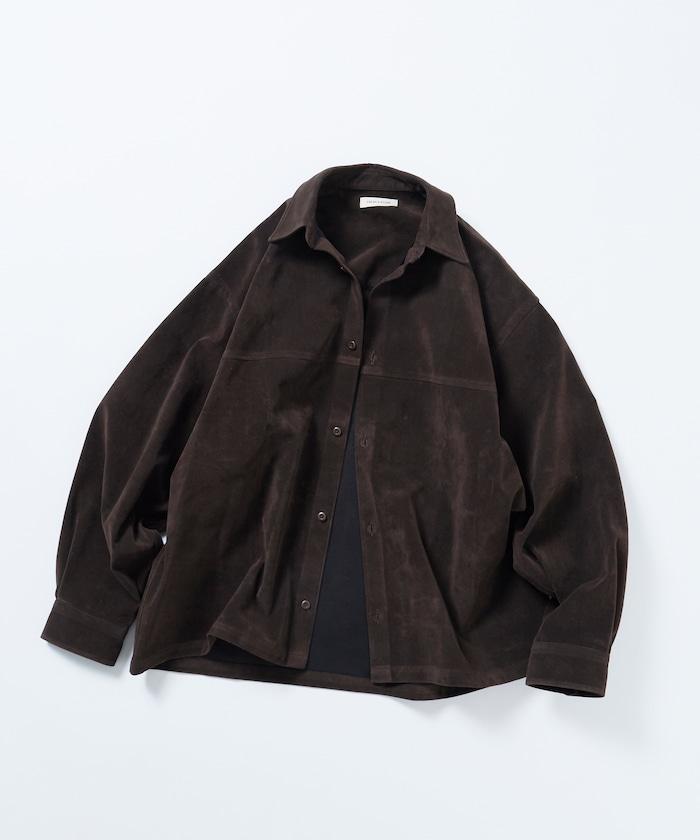 寬鬆版型仿皮絨襯衫夾克