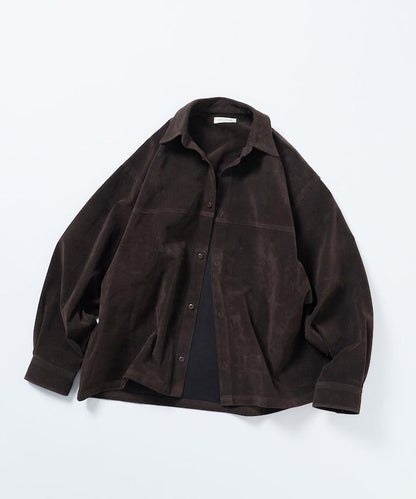 寬鬆版型仿皮絨襯衫夾克