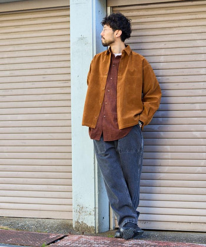 寬鬆版型仿皮絨襯衫夾克