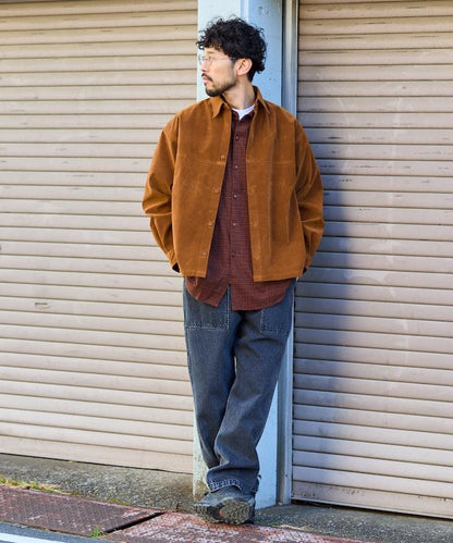 寬鬆版型仿皮絨襯衫夾克