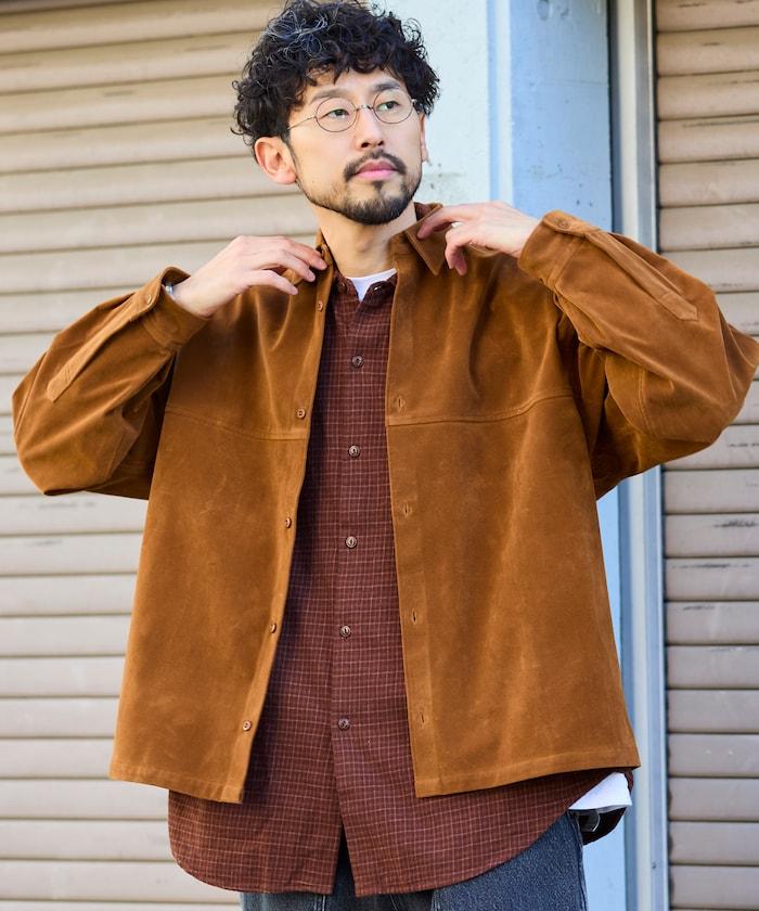 寬鬆版型仿皮絨襯衫夾克