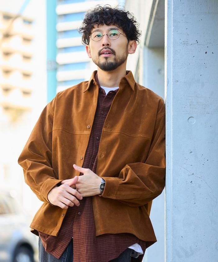 寬鬆版型仿皮絨襯衫夾克