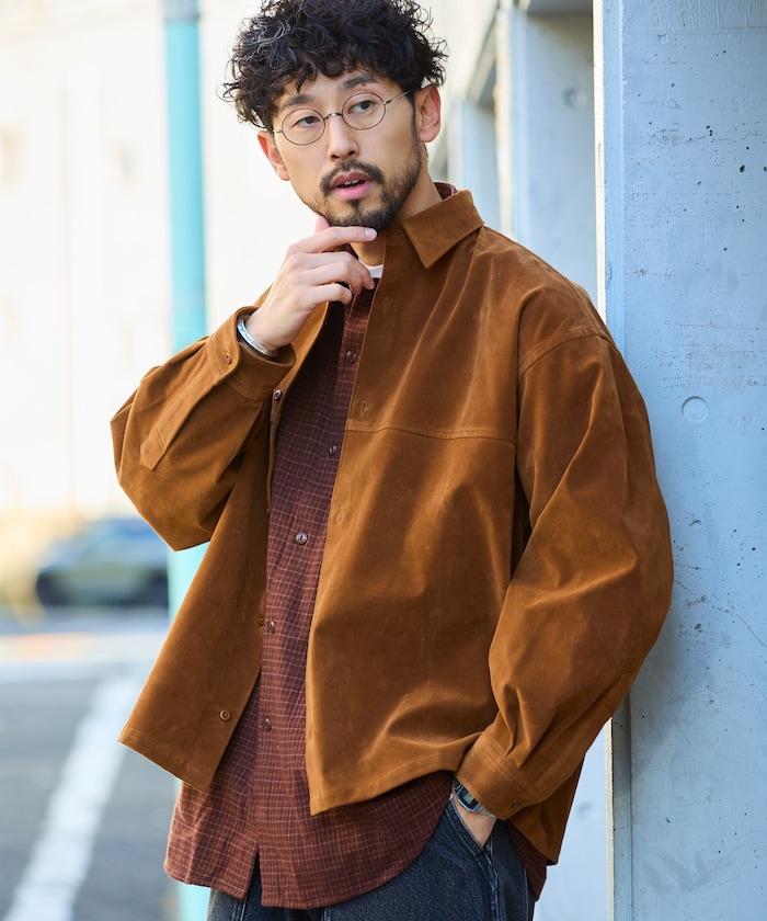 寬鬆版型仿皮絨襯衫夾克