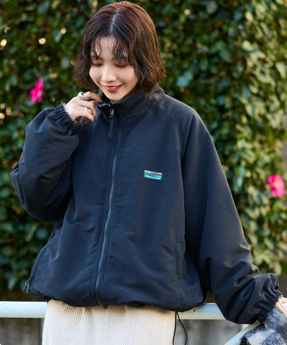 寬鬆版型尼龍抓絨可雙面穿立領夾克