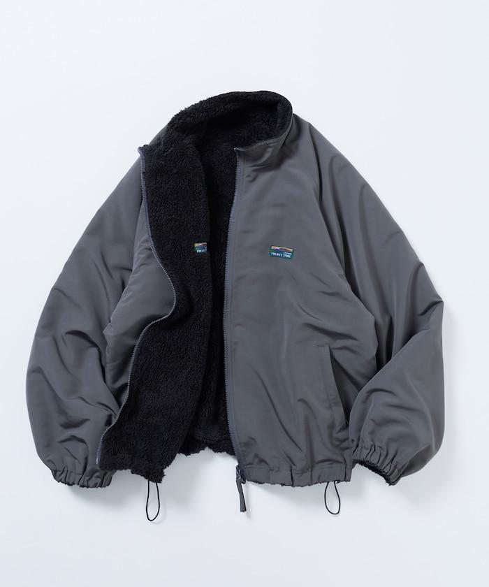 寬鬆版型尼龍抓絨可雙面穿立領夾克