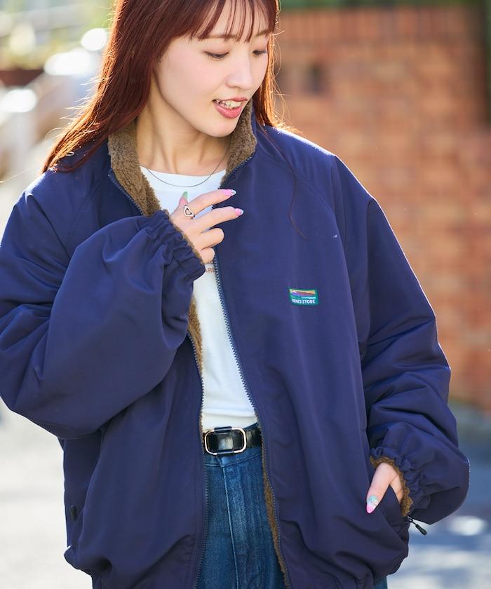 寬鬆版型尼龍抓絨可雙面穿立領夾克