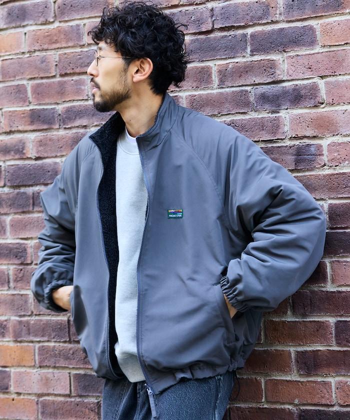 寬鬆版型尼龍抓絨可雙面穿立領夾克