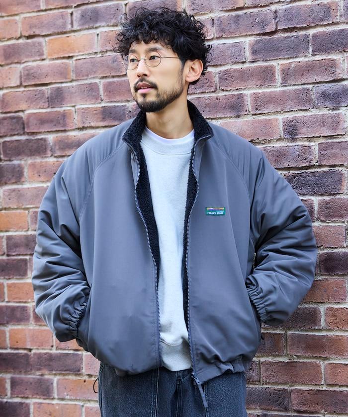 寬鬆版型尼龍抓絨可雙面穿立領夾克