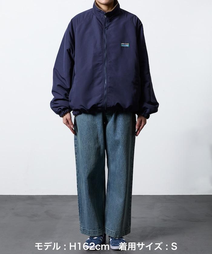 寬鬆版型尼龍抓絨可雙面穿立領夾克