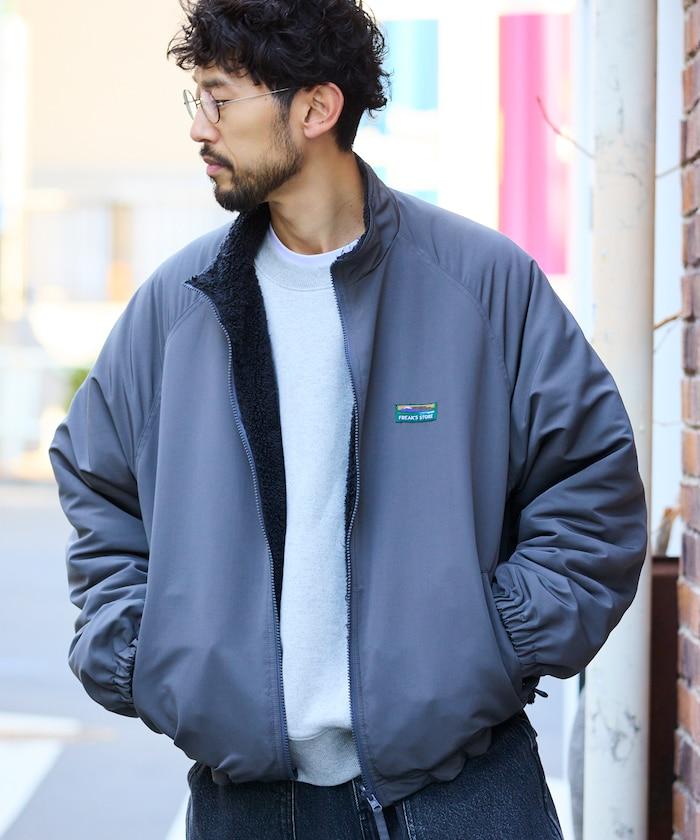 寬鬆版型尼龍抓絨可雙面穿立領夾克