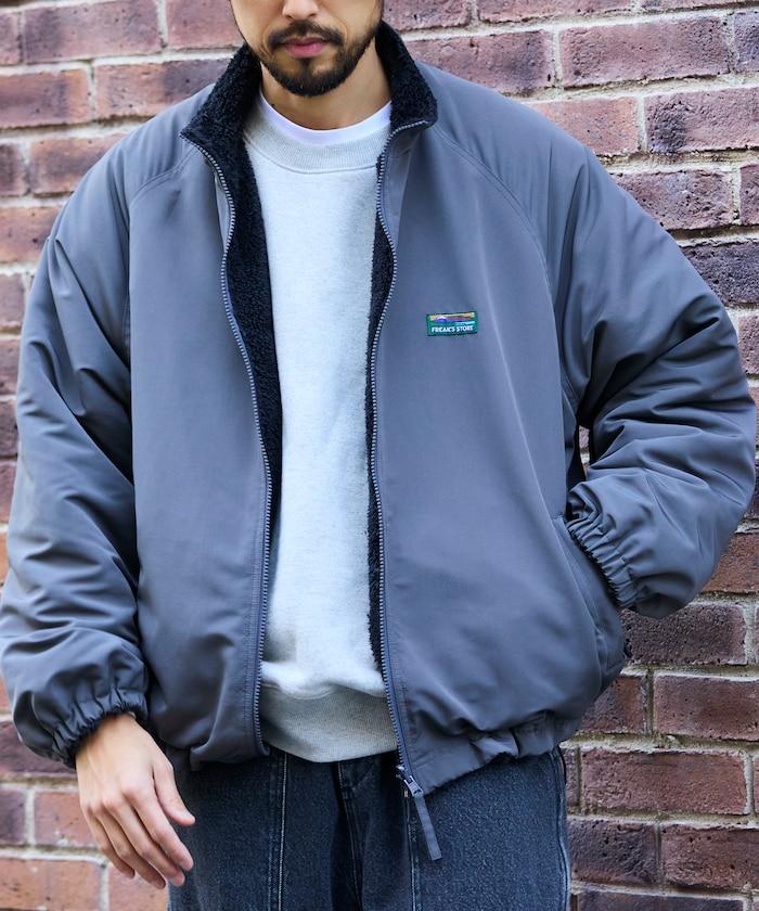 寬鬆版型尼龍抓絨可雙面穿立領夾克