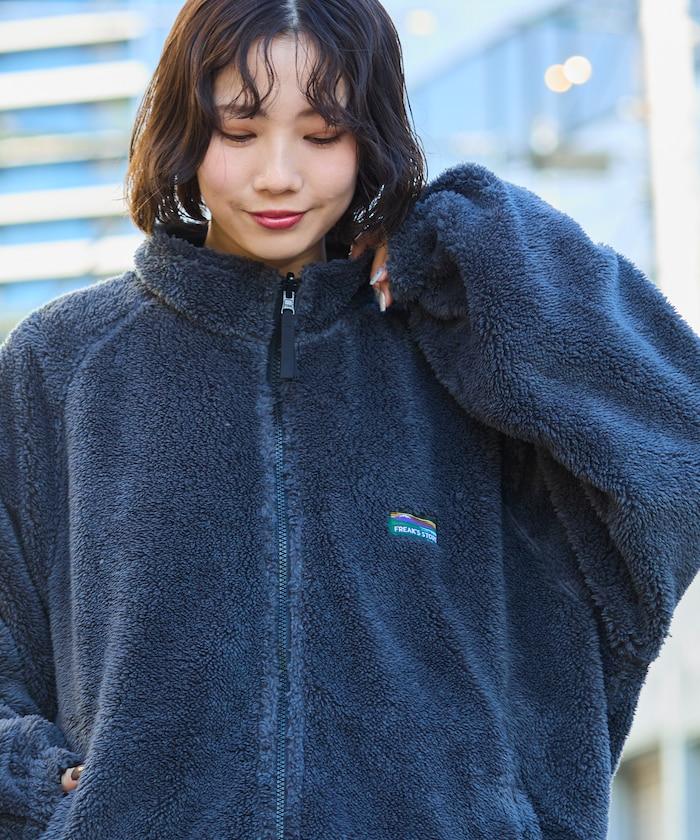 寬鬆版型尼龍抓絨可雙面穿立領夾克