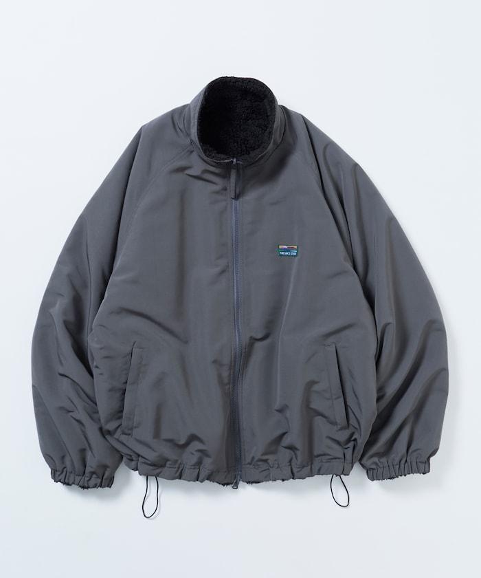 寬鬆版型尼龍抓絨可雙面穿立領夾克