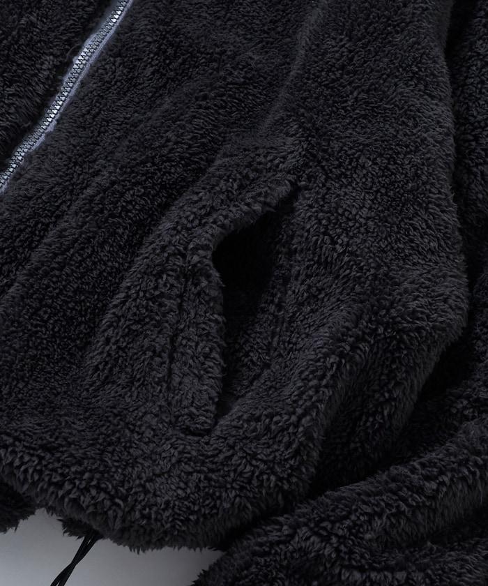 寬鬆版型尼龍抓絨可雙面穿立領夾克