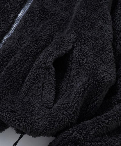 寬鬆版型尼龍抓絨可雙面穿立領夾克