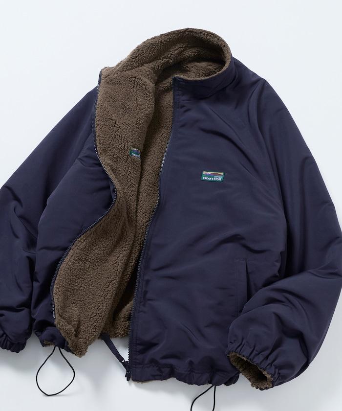 寬鬆版型尼龍抓絨可雙面穿立領夾克