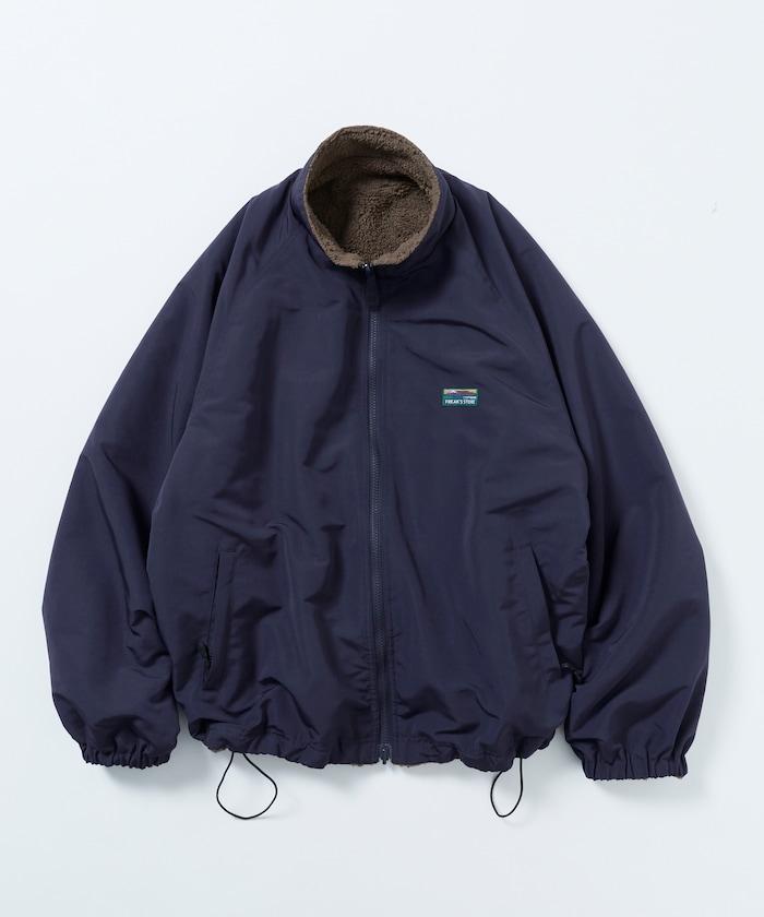 寬鬆版型尼龍抓絨可雙面穿立領夾克