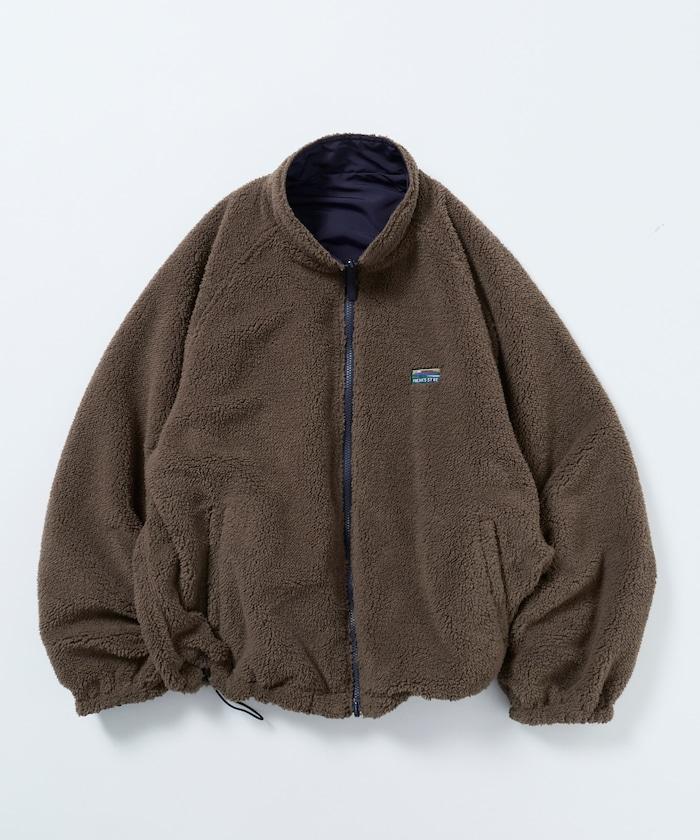 寬鬆版型尼龍抓絨可雙面穿立領夾克