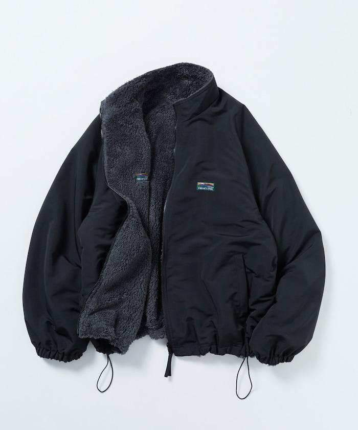 寬鬆版型尼龍抓絨可雙面穿立領夾克