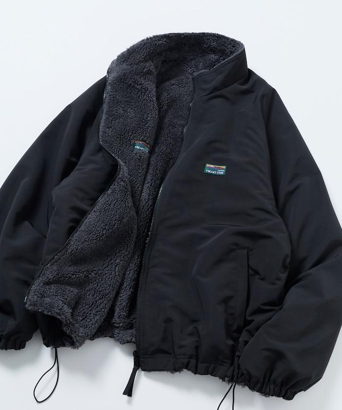 寬鬆版型尼龍抓絨可雙面穿立領夾克