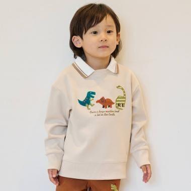 恐龍貼布繡翻領衛衣