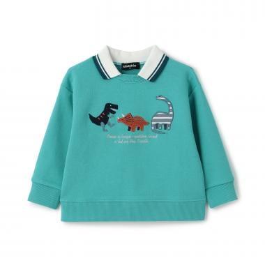 恐龍貼布繡翻領衛衣