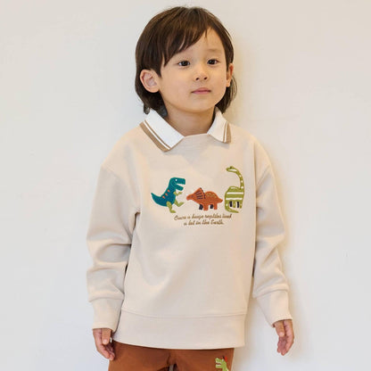 恐龍貼布繡翻領衛衣