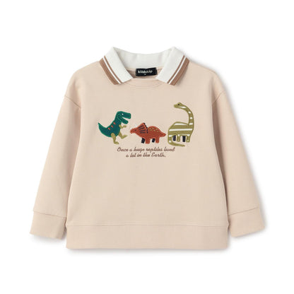 恐龍貼布繡翻領衛衣