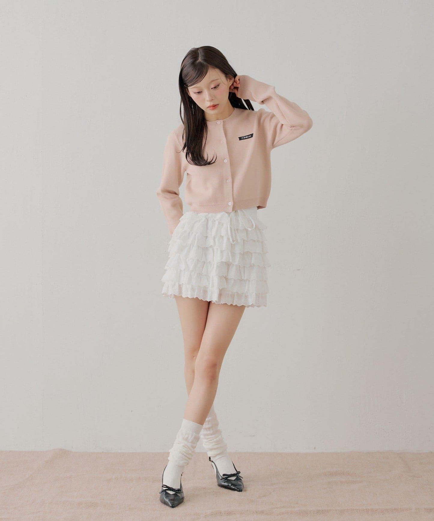 蕾絲荷葉邊層疊半身裙