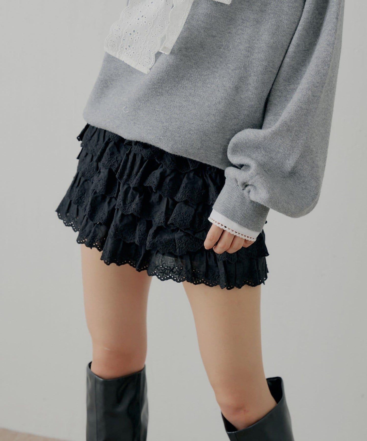 蕾絲荷葉邊層疊半身裙