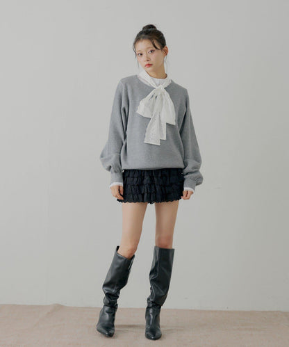 蕾絲荷葉邊層疊半身裙