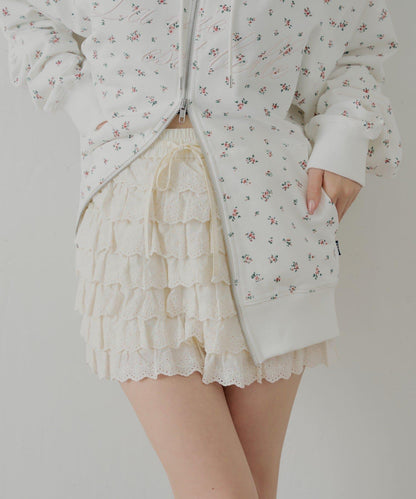 蕾絲荷葉邊層疊半身裙