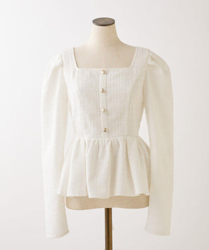 背部繫帶荷葉邊上衣