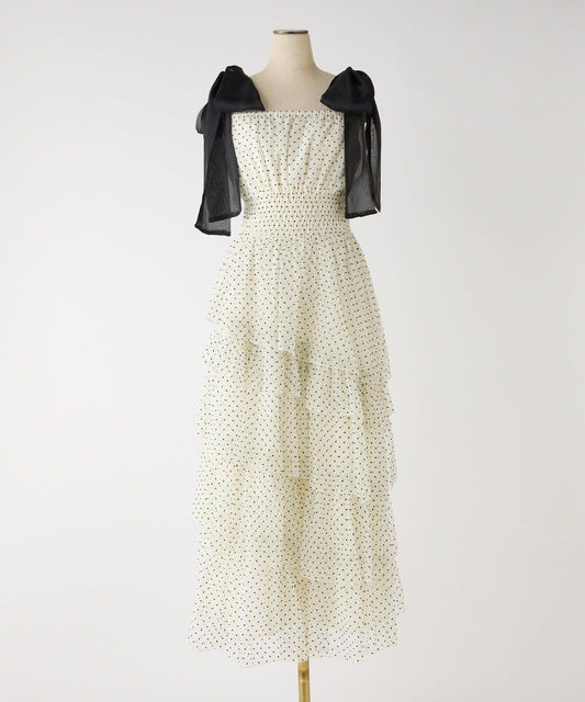 【premiumorder】肩帶蝴蝶結連衣裙