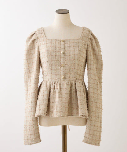 背部繫帶荷葉邊上衣