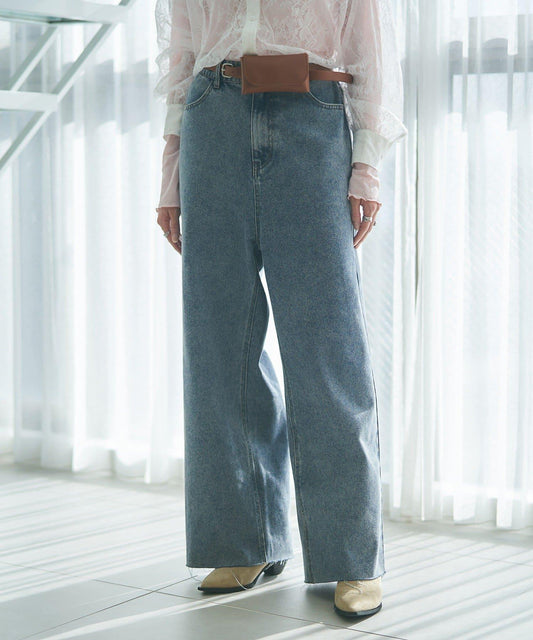 【2026春夏】【可調節腰圍&可自行裁剪】牛仔改良風寬腿褲
